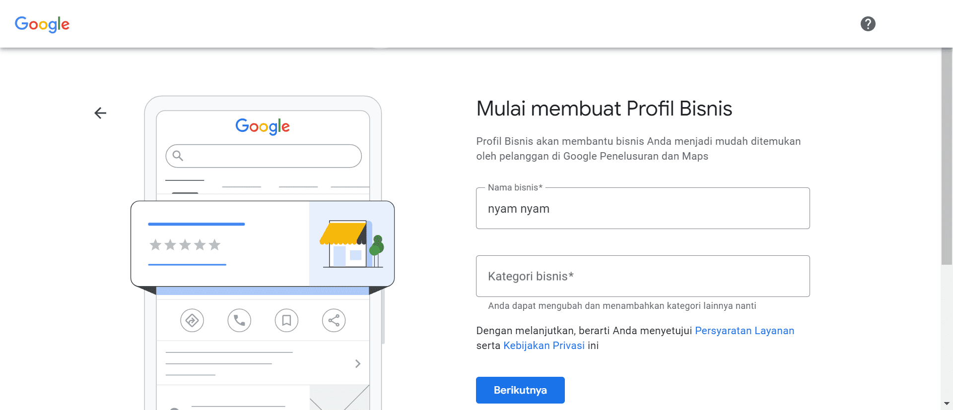 Pilih buka profil Google Bisnisku