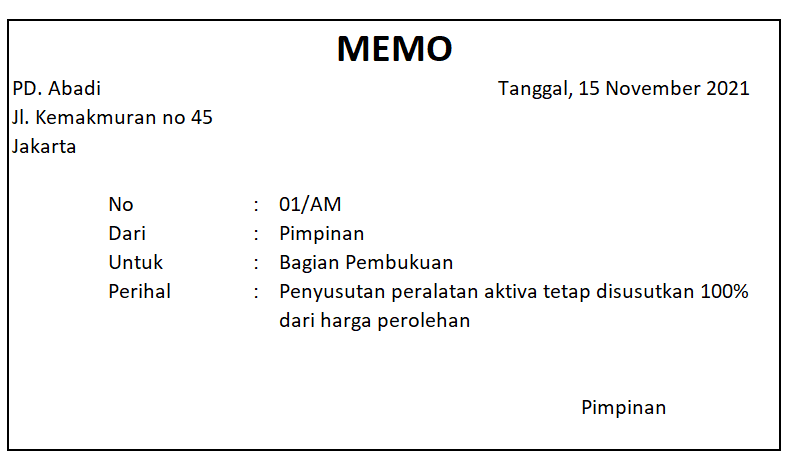 bukti transaksi memo