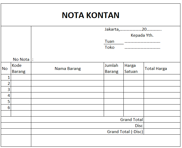 nota kontan