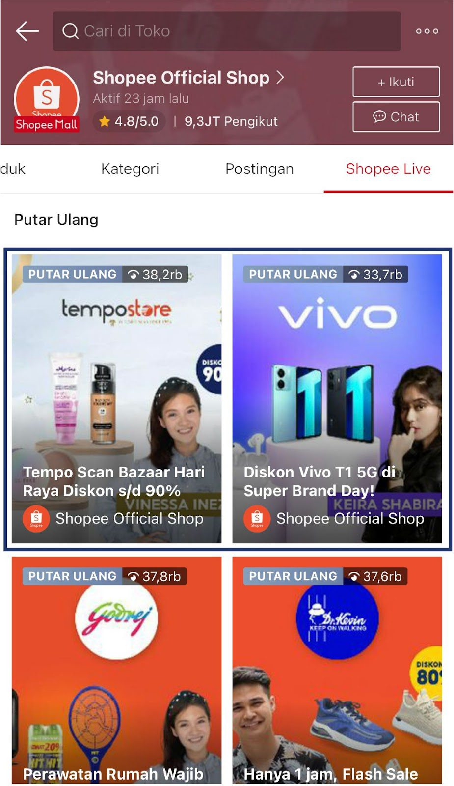 contoh cover live di shopee