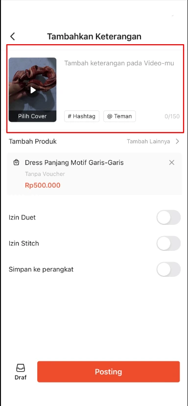 tambahkan banyak hashtag di deskripsi