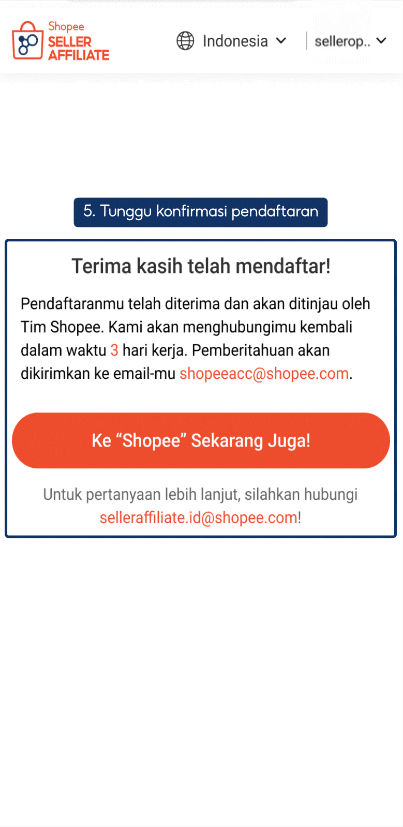 tunggu verifikasi pendaftaran affiliate