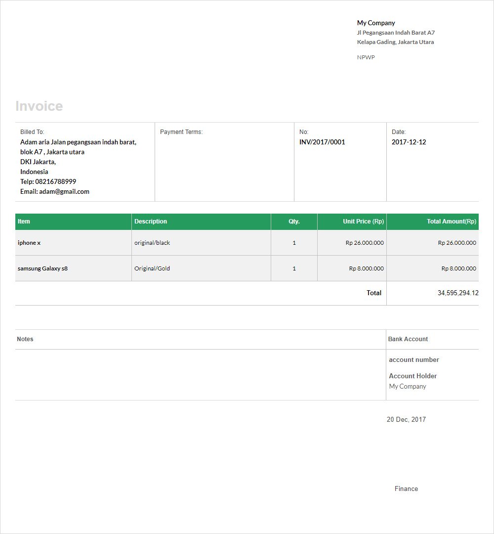 contoh template invoice