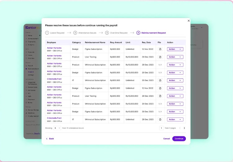 Dashboard Approval Reimbursement KantorKu HRIS